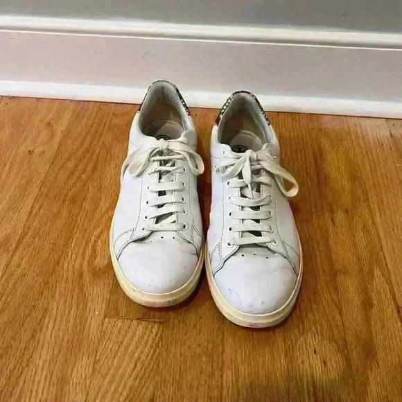 Tory Burch 8 Howell Leather Sneaker Titanium White Warm Roccia Snake Embossed - Picture 4 of 6